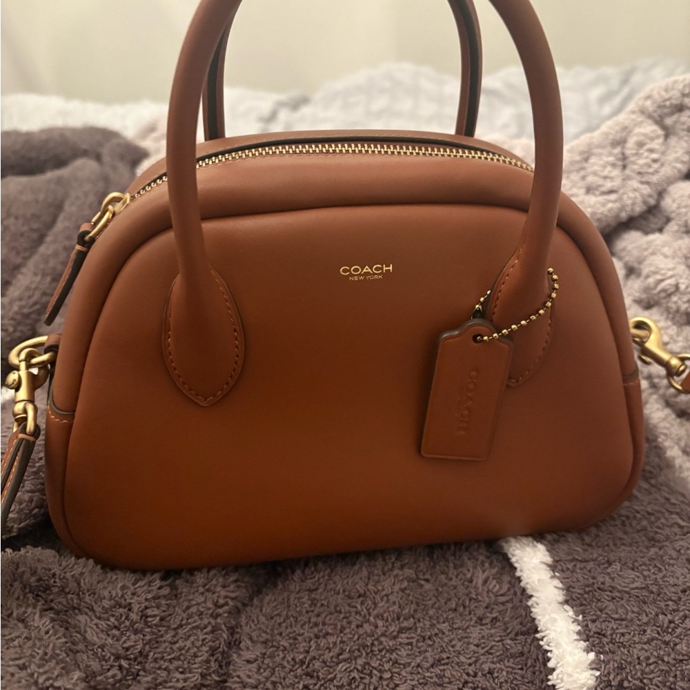 Coach Saddle Brown Leather Borough Bowling Bag